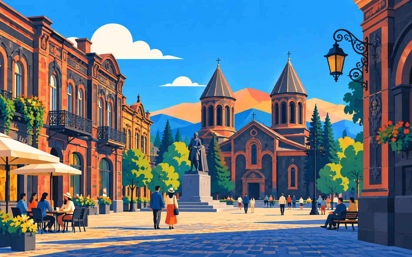 19th-century black tuff facades in the old town of Gyumri