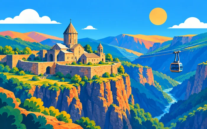 Wings of Tatev cable car cabin crossing the Vorotan gorge