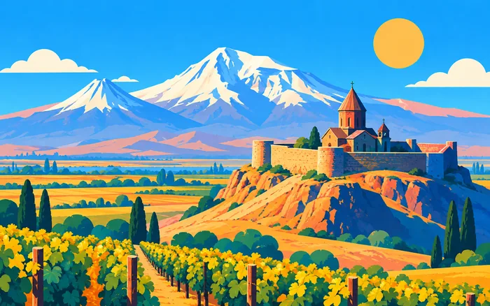 Khor Virap monastery in front of Mount Ararat